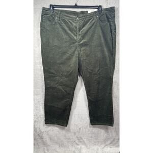 Style and Co NEW Womens Pants Corduroy Plus 24W Green Straight High Rise Stretch